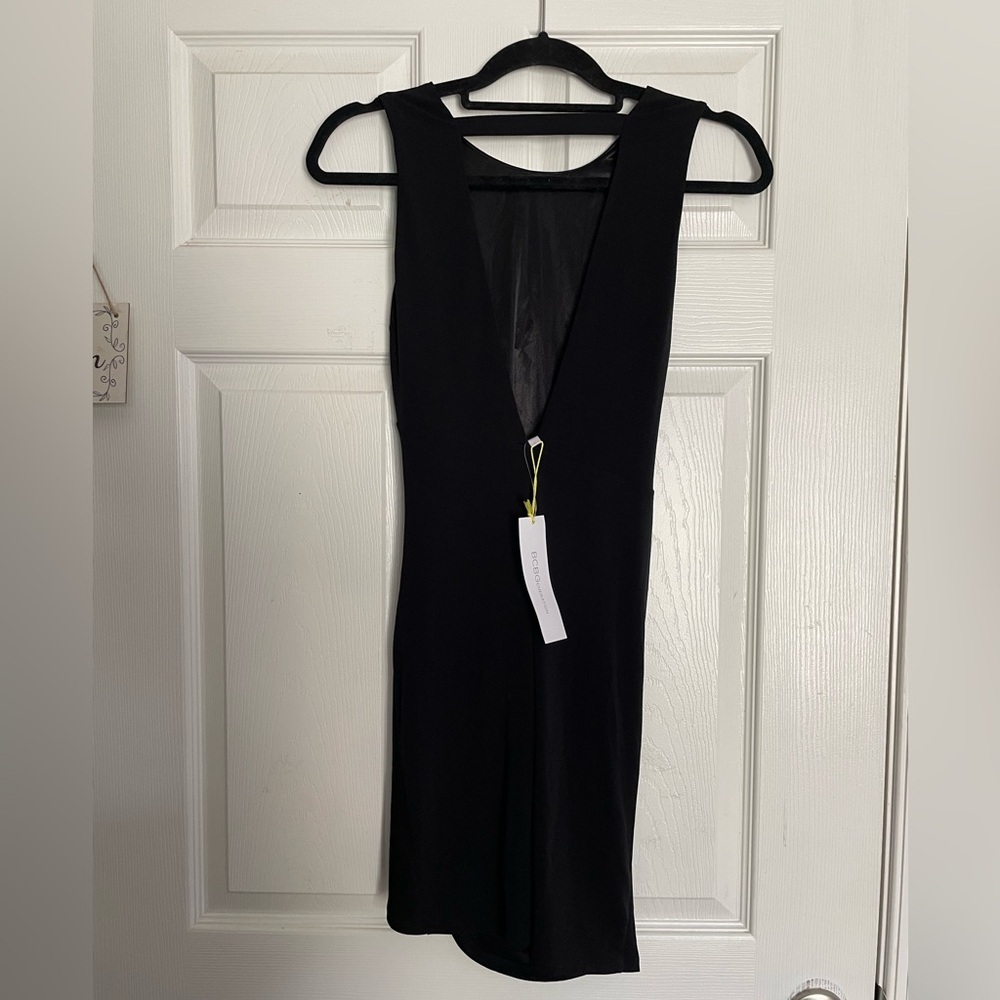 BCBGeneration Elegant Black Gathered Mini Dress F… - image 3